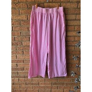 Beginning Boutique Pink & White Striped Wide Leg Cotton Pants - Size US 6